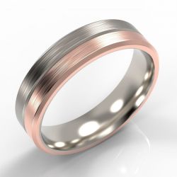 Bi-Metal 50/50 9ct Rose Gold & Zirconium Bevelled Edge Ring