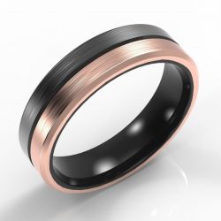 Bi-Metal 50/50 9ct Rose Gold & Black Zirconium Bevelled Edge Ring