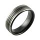 Black Zirconium Two Tone Central Stripe & Twin Finish Men’s Wedding Ring