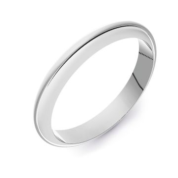 Classic D-Shape Plain | Platinum, Palladium, White Gold Wedding Rings