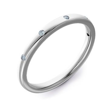 2mm Court with Five Brilliant Cut Diamonds | White Gold, Palladium, Platinum