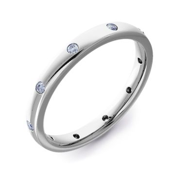 2.5mm Court with Ten Round Diamonds | Palladium, White Gold, Platinum