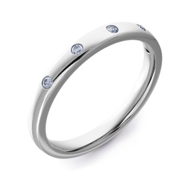 2.5mm Court with Five Round Diamonds | Platinum, Palladium, White Gold
