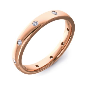 3mm Court Flush Set with Ten Round Diamonds | Rose Gold