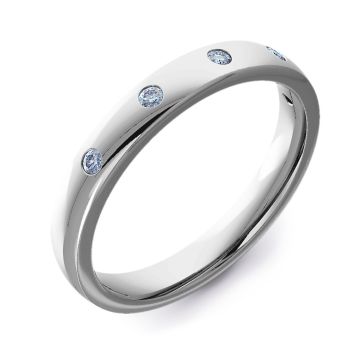 3mm Court Flush Set with Five Round Diamonds | White Gold, Platinum, Palladium