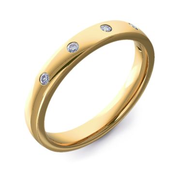3mm Court Flush Set with Five Round Diamonds | Yellow Gold