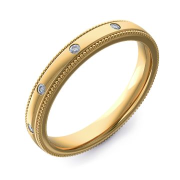 3mm Mill Grain Court with Ten Diamonds Spaced Around | Yellow Gold