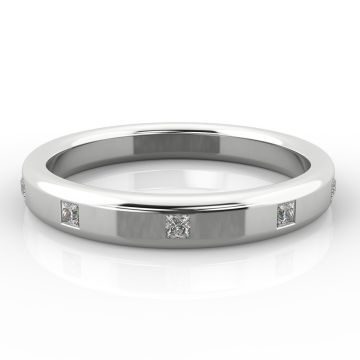 3mm Double Comfort with Ten Princess Cut Diamonds | White Gold, Palladium, Platinum