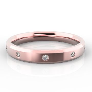 3mm Bevelled Flat Court with Ten Flush Set Diamonds | Rose Gold