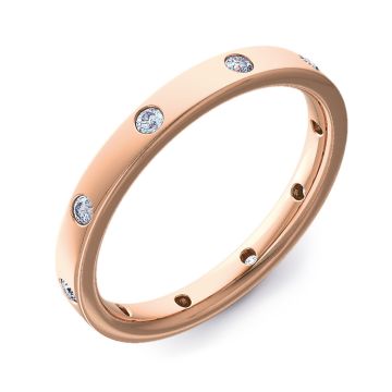 2.5mm Flat Court with Ten Brilliant Cut Diamonds | Rose Gold