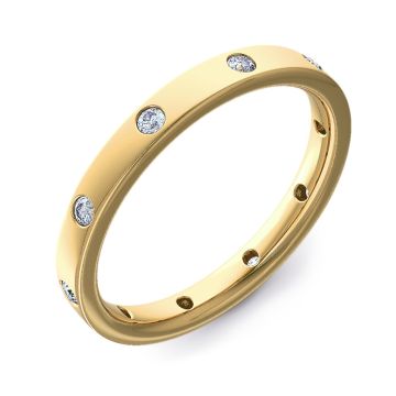 2.5mm Flat Court with Ten Brilliant Cut Diamonds | Yellow Gold