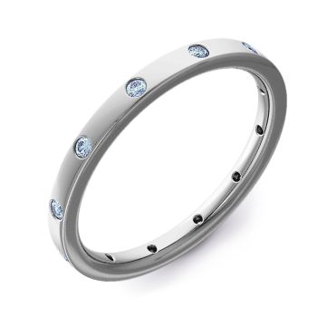2mm Flat Court Flush Set with 12 Diamonds Around | Platinum, White Gold, Palladium