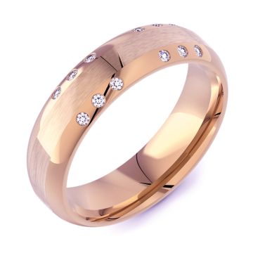6mm Flattened Domed Court with 12 Diamonds | Rose Gold