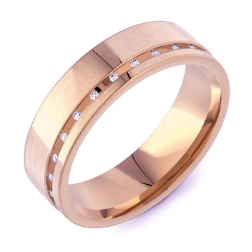 6mm Flat Court with Channel Set Diamonds | Rose Gold