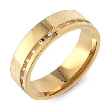 6mm Flat Court with Channel Set Diamonds | Yellow Gold