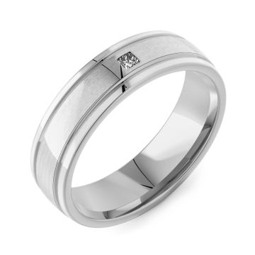 6mm Machined Modern Court & Princess Diamond | Platinum, White Gold, Palladium