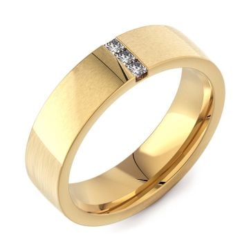 6mm Flat Court with 3 Princess Diamonds | Yellow Gold