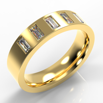 6mm Extra Heavy Flat Court with Baguette Diamonds | Yellow Gold