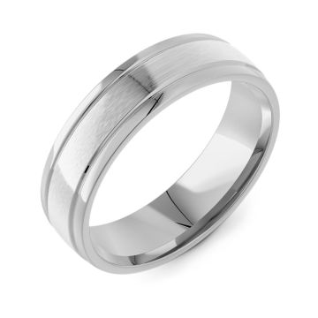Machined Modern Court with Twin Finish | White Gold, Palladium, Platinum