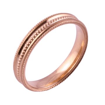 Classic Beading & Mill Grain Flat Court | Rose Gold