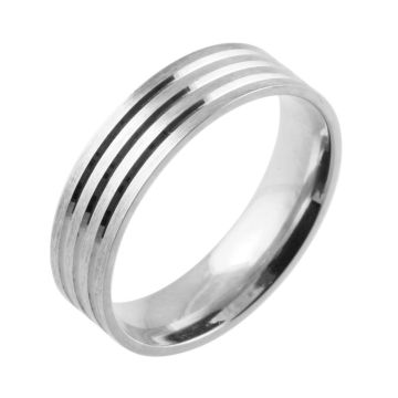 Three Equal Grooves | White Gold, Palladium, Platinum