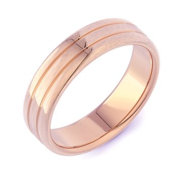 Machined Grooves & Satin Double Comfort | Rose Gold