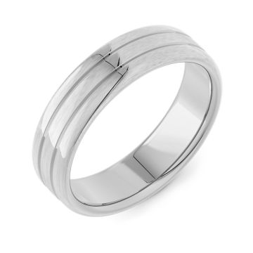 Machined Grooves & Satin Double Comfort | Palladium, White Gold, Platinum