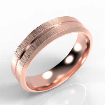Bevelled Edge and Linished Flat Court Ring with Central Channel | Rose Gold