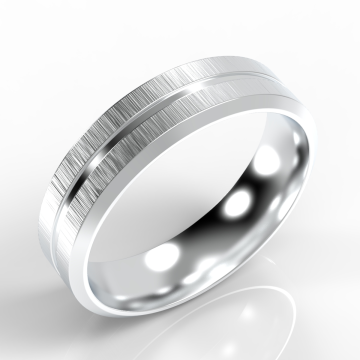 Bevelled Edge and Linished Flat Court Ring with Central Channel