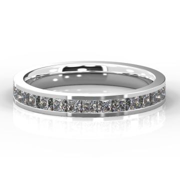 3mm Princess Cut Full Eternity | White Gold, Palladium, Platinum