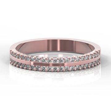 4mm Double Row Claw Set Diamond Ring | Rose Gold