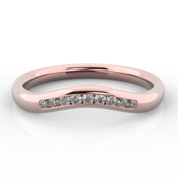 Gentle Curve Shaped Ring with Channel Set Diamonds | Rose Gold
