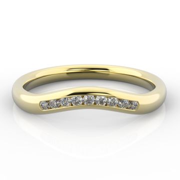 Gentle Curve Shaped Ring with Channel Set Diamonds | Yellow Gold