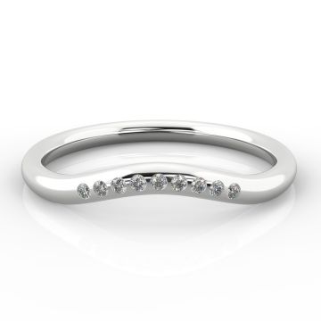 Gentle Curve Shape with Nine Flush Diamonds | Palladium, White Gold, Platinum