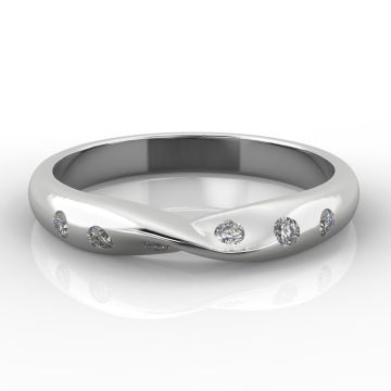 Twist with Six Flush Set Diamonds | Platinum, Palladium, White Gold