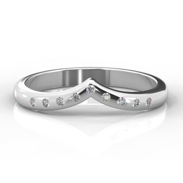Wishbone with Nine Flush Set Diamonds | Platinum, Palladium, White Gold