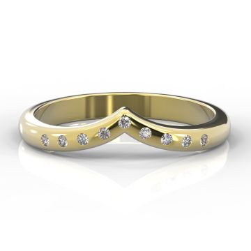 Wishbone with Nine Flush Set Diamonds | Yellow Gold