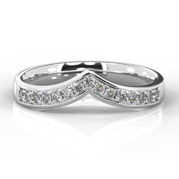 Wishbone with Grain Set Diamonds | White Gold, Platinum, Palladium