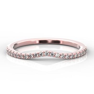 Curve Shaped Micro Claw Diamond Band | Rose Gold