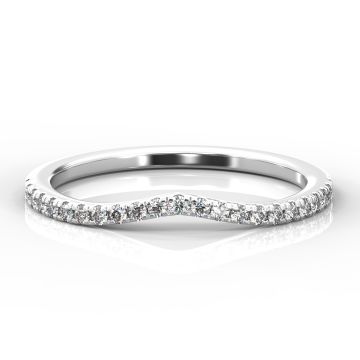 Curve Shaped Micro Claw Diamond Band | Platinum, White Gold