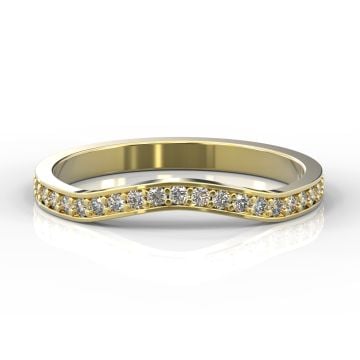 Gentle Curve Shape with Grain Set Diamonds | Yellow Gold