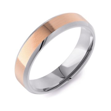 Bevelled Edge Flat Court Two Tone | Rose Gold Inlay 