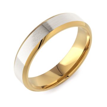 Bevelled Edge Flat Court Two Tone | White Gold Inlay 