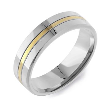 Bevelled Edge & Twin Groove Flat Court | Yellow Gold Inlay 