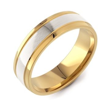 Machined Modern Court Two Tone | White Gold Inlay 