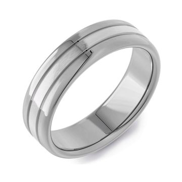 Bi-Metal Zirconium Machined Double Comfort with Silver Inlay 