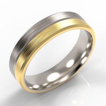 Bi-Metal 50/50 9ct Yellow Gold & Zirconium Bevelled Edge Ring