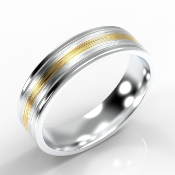 Bi-Metal Flat Top with Yellow Gold Inlay and Twin Finish Ring