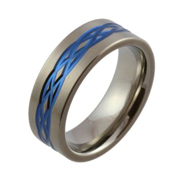 Narrow Blue Celtic Knot Zirconium Wedding Ring