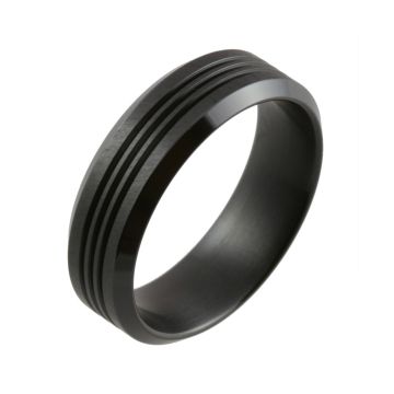 Black Zirconium Machined and Bevelled Edge Wedding Ring